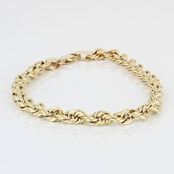 10k Yellow Gold Rope Bracelet 7.25"